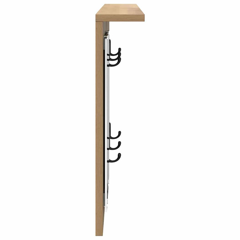 vidaXL Fali Kabáthorog tükörrel kézműves tölgy 85 x 10 x 45 cm Faanyag