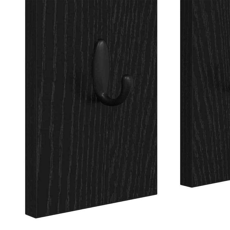 vidaXL Fali Kabáthorog polcokkal Musta tammi 84 x 10 x 80 cm Faanyag