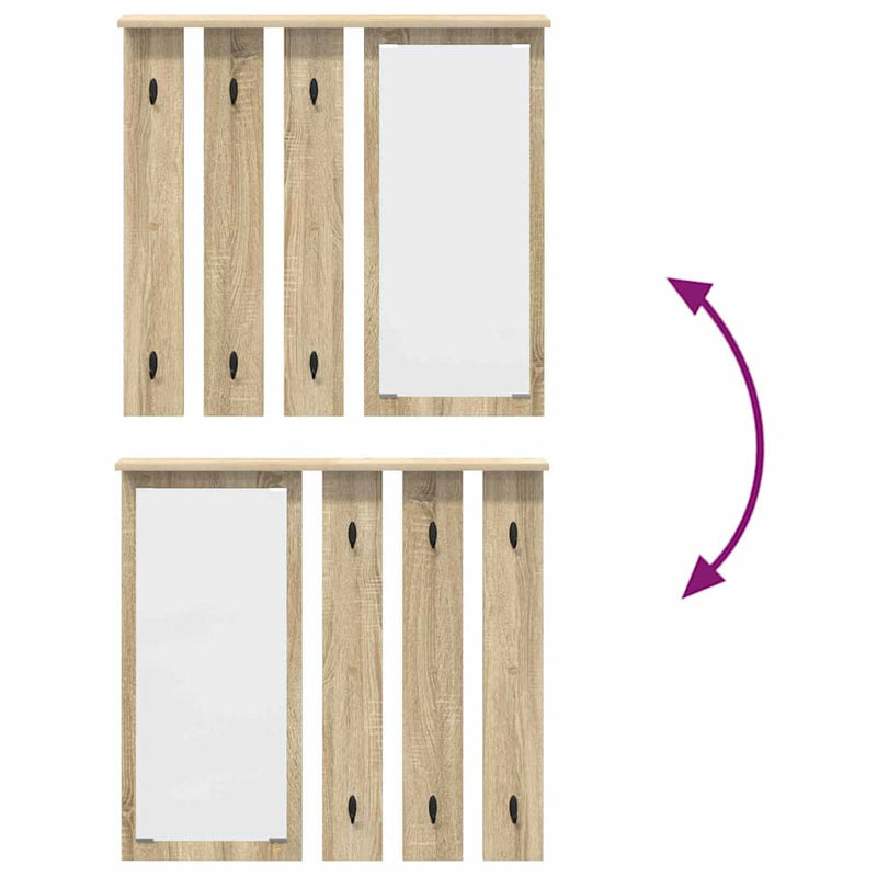 vidaXL Fali Kabáthorog polcokkal sonoma tölgy 84 x 10 x 80 cm Faanyag