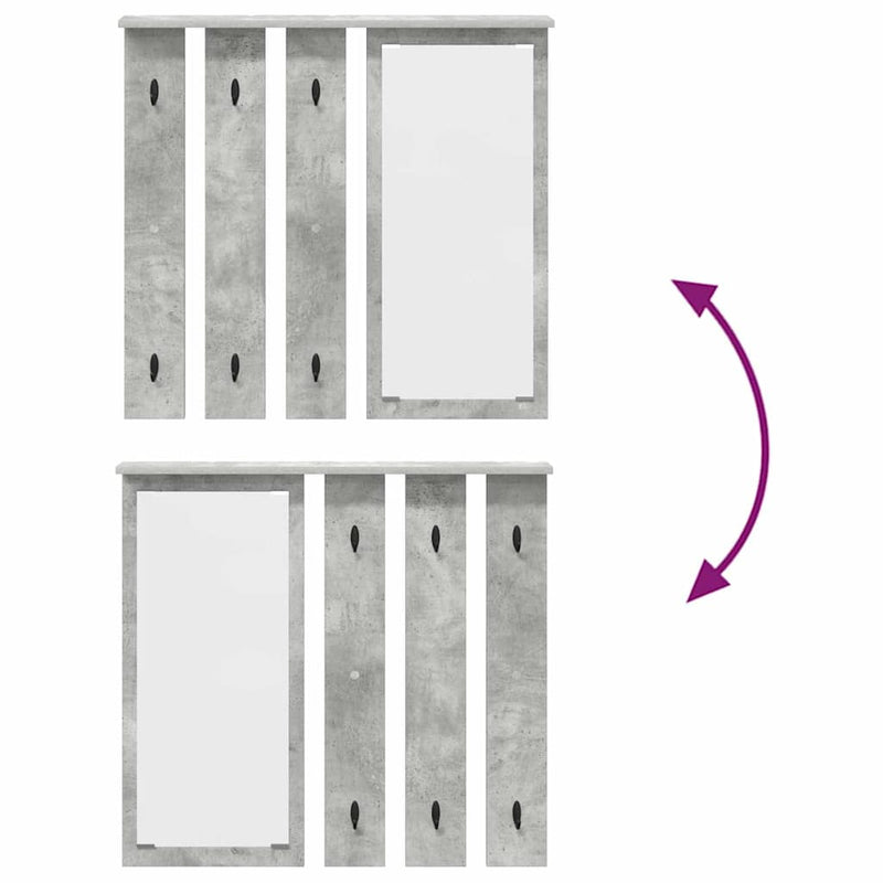 vidaXL Fali Kabáthorog polcokkal Beton szürke 84 x 10 x 80 cm Faanyag