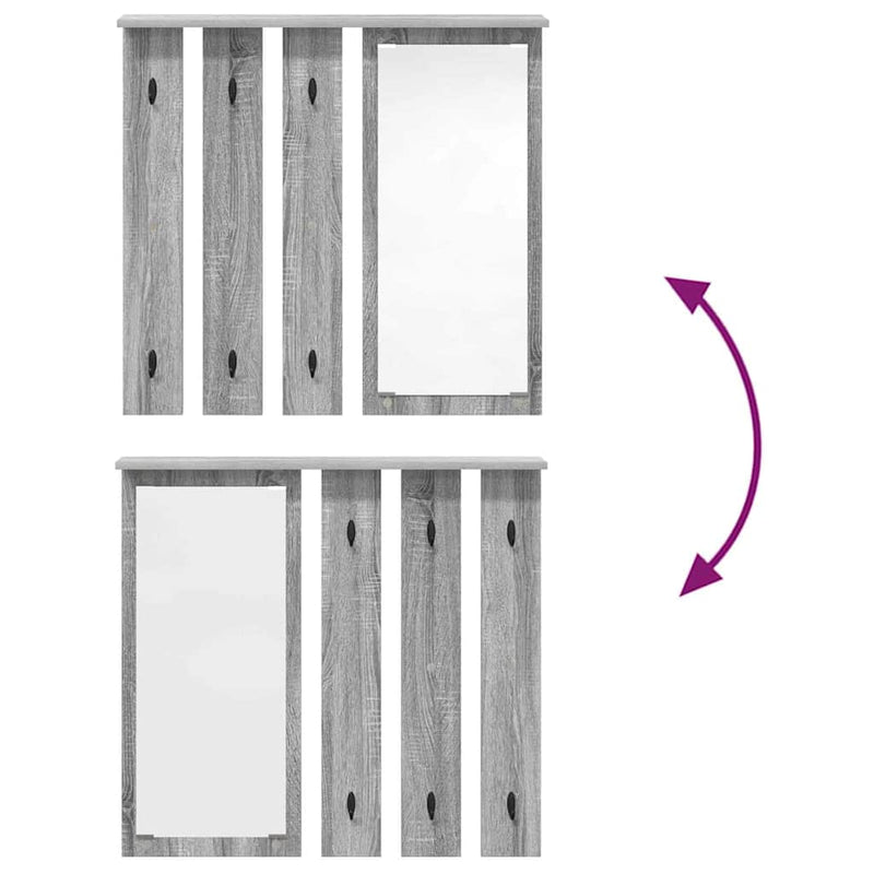 vidaXL Fali Kabáthorog polcokkal Szürke sonoma 84 x 10 x 80 cm Faanyag