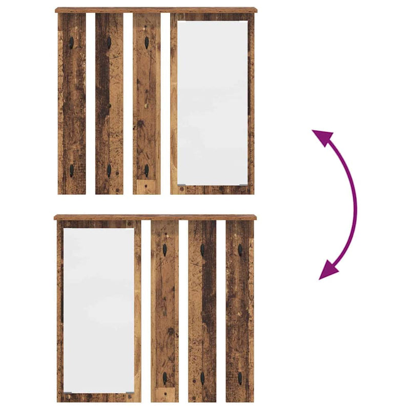 vidaXL Fali Kabáthorog polcokkal Régi fa 84 x 10 x 80 cm Faanyag