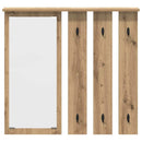 vidaXL Fali Kabáthorog tükörrel kézműves tölgy 84 x 10 x 80 cm Faanyag