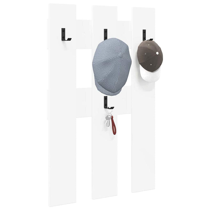 vidaXL Fali Kabáthorog Falra szerelhető Fehér 65 x 3 x 100 cm Faanyag