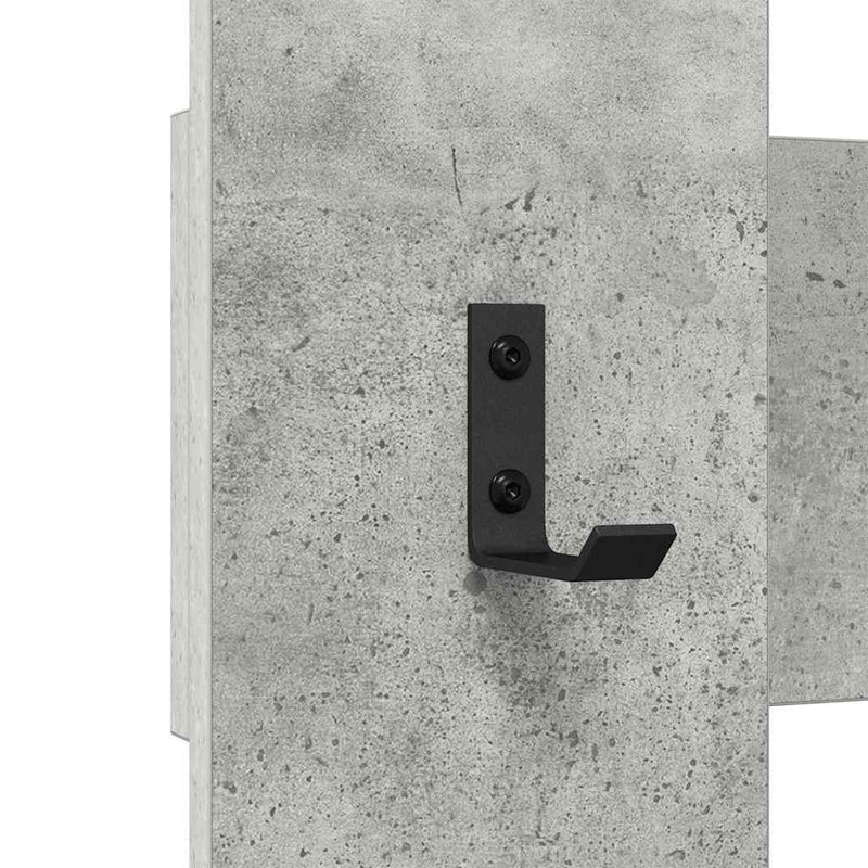 vidaXL Fali Kabáthorog tárolóval Beton szürke 65 x 3 x 100 cm Faanyag