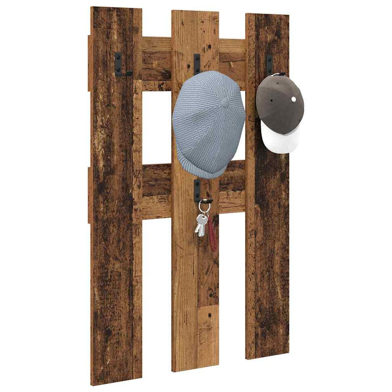 vidaXL Fali Kabáthorog tárolóval Régi fa 65 x 3 x 100 cm Faanyag