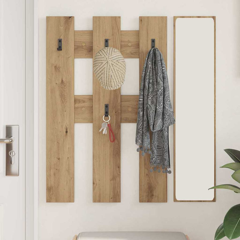 vidaXL Fali Kabáthorog kézműves tölgy 65 x 3 x 100 cm Faanyag