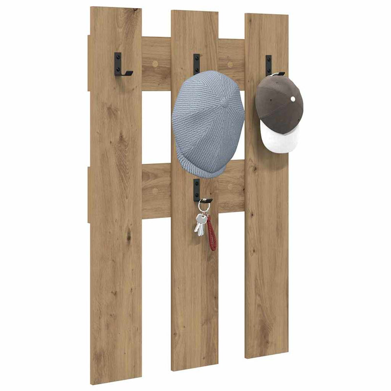 vidaXL Fali Kabáthorog kézműves tölgy 65 x 3 x 100 cm Faanyag