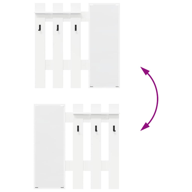 vidaXL Fali Kabáthorog tárolóval Fehér 100 x 10 x 100 cm Faanyag