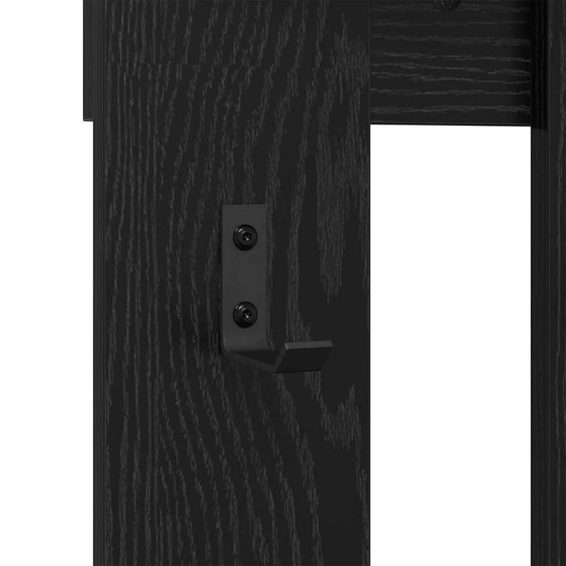 vidaXL Fali Kabáthorog tükörrel Fekete tölgy 100 x 10 x 100 cm Faanyag