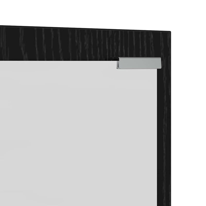 vidaXL Fali Kabáthorog tükörrel Fekete tölgy 100 x 10 x 100 cm Faanyag