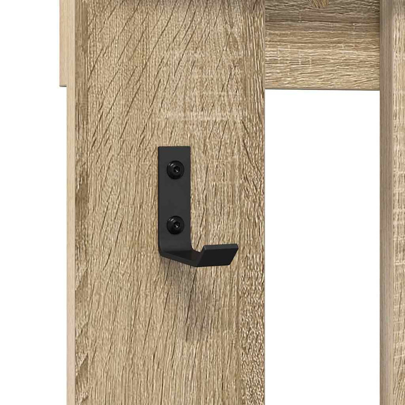 vidaXL Fali Kabáthorog tükörrel Sonoma tölgy 100 x 10 x 100 cm Faanyag