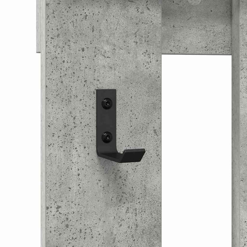 vidaXL Fali Kabáthorog tükörrel Beton szürke 100 x 10 x 100 cm Faanyag