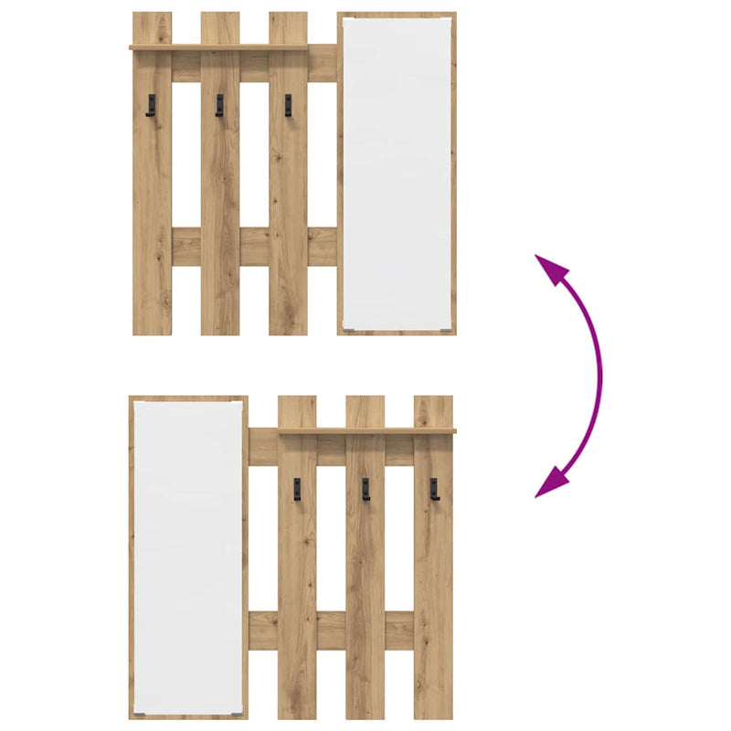 vidaXL Fali Kabáthorog Kézműves tölgy 100 x 10 x 100 cm Faanyag