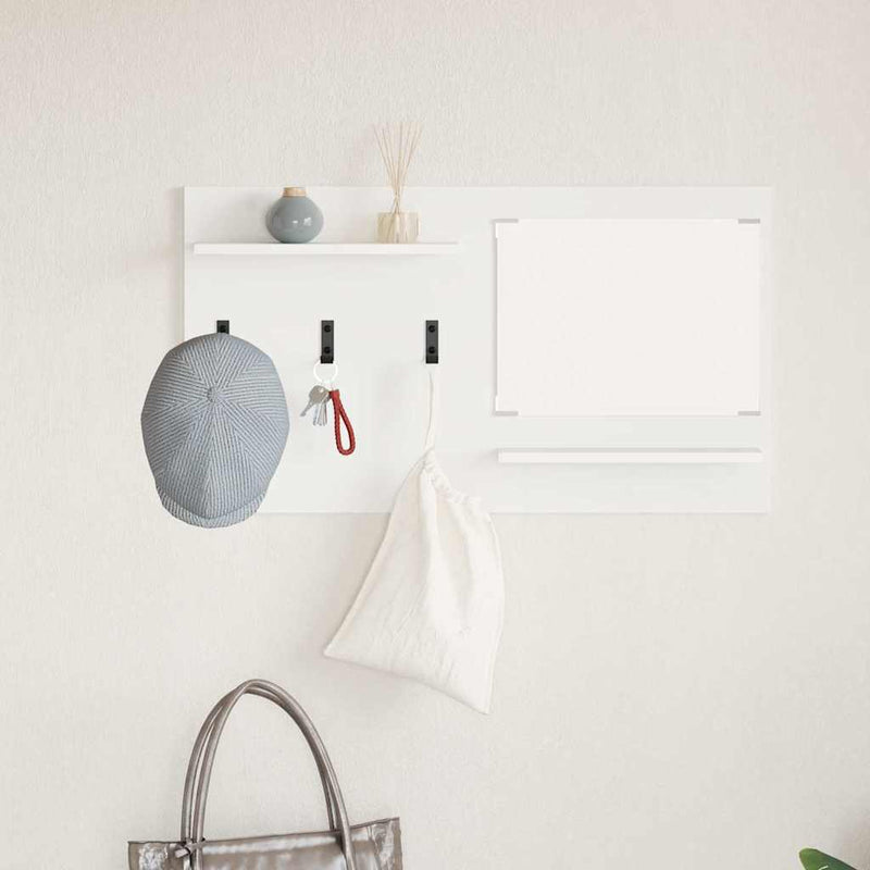 vidaXL Fali Kabáthorog polcokkal Fehér 90 x 10 x 50 cm Faanyag