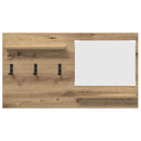 vidaXL Fali Kabáthorog tükörrel kézműves tölgy 90 x 10 x 50 cm Faanyag