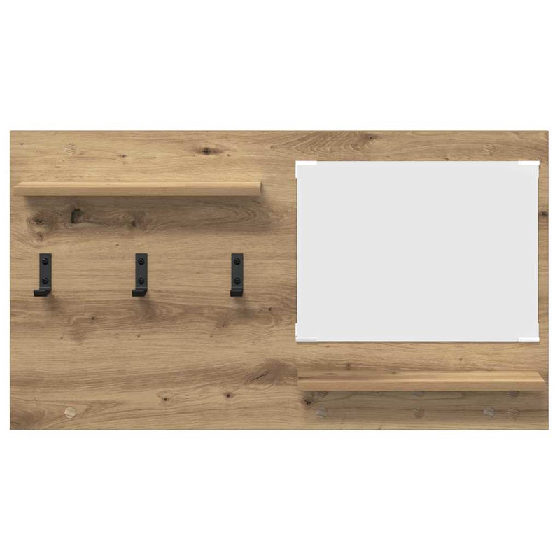 vidaXL Fali Kabáthorog tükörrel kézműves tölgy 90 x 10 x 50 cm Faanyag