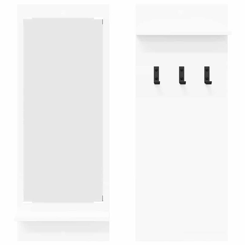 vidaXL Fali Kabáthorog polcokkal Fehér 70 x 10 x 90 cm Faanyag