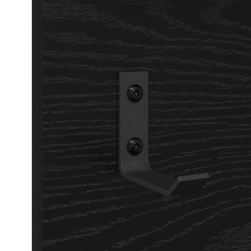 vidaXL Fali Kabáthorog polcokkal Musta tammi 70 x 10 x 90 cm Faanyag