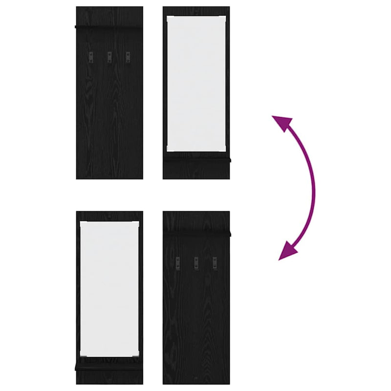 vidaXL Fali Kabáthorog polcokkal Musta tammi 70 x 10 x 90 cm Faanyag