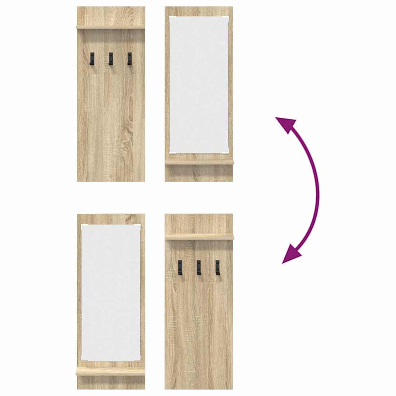 vidaXL Fali Kabáthorog polcokkal sonoma tölgy 70 x 10 x 90 cm Faanyag