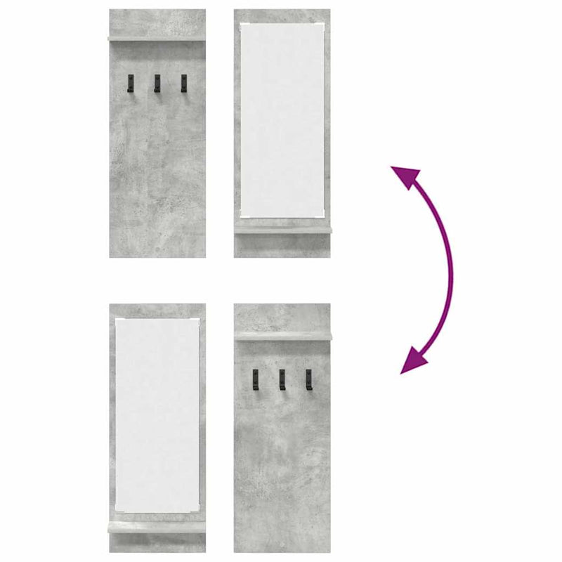 vidaXL Fali Kabáthorog polcokkal Beton szürke 70 x 10 x 90 cm Faanyag