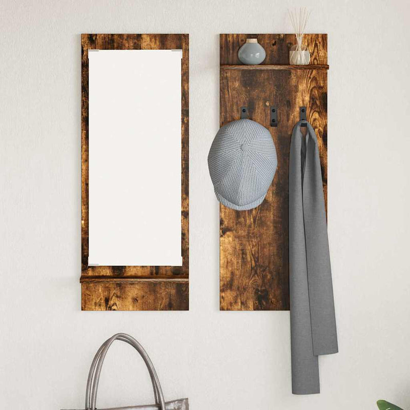 vidaXL Fali Kabáthorog polcokkal Füstölt tölgy 70 x 10 x 90 cm Faanyag