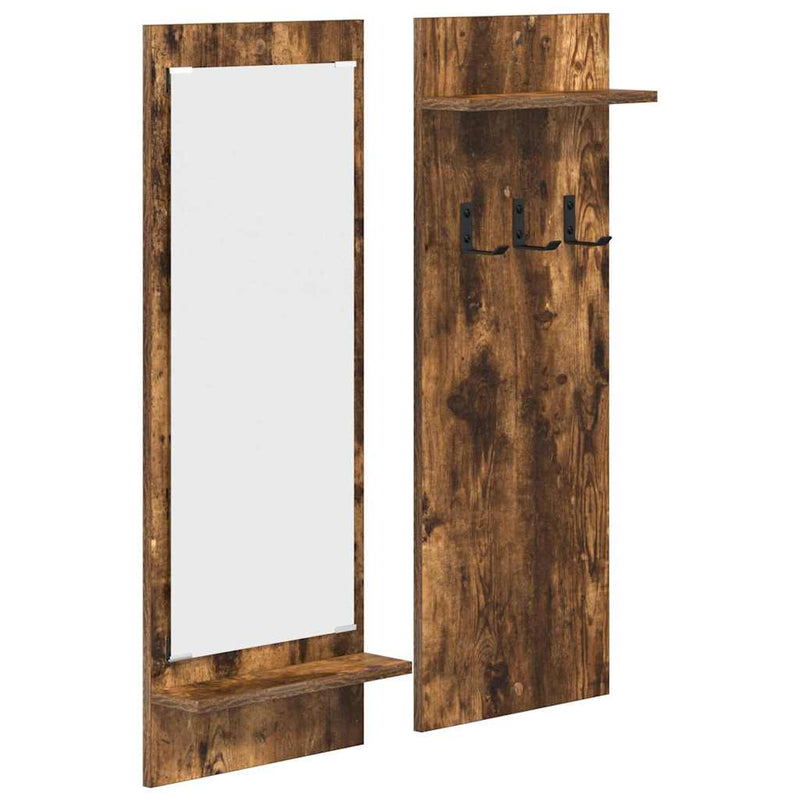 vidaXL Fali Kabáthorog polcokkal Füstölt tölgy 70 x 10 x 90 cm Faanyag