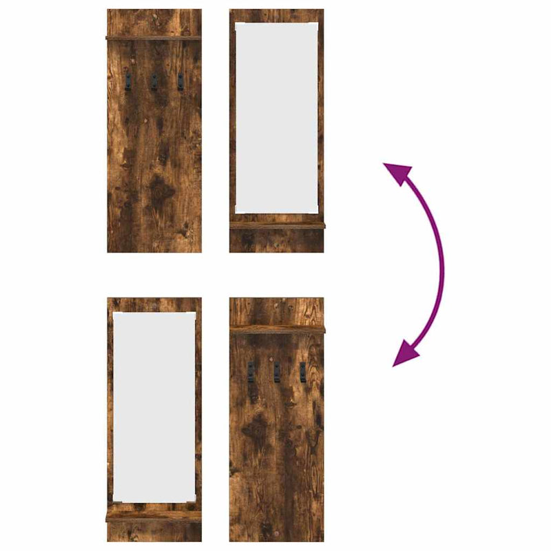 vidaXL Fali Kabáthorog polcokkal Füstölt tölgy 70 x 10 x 90 cm Faanyag