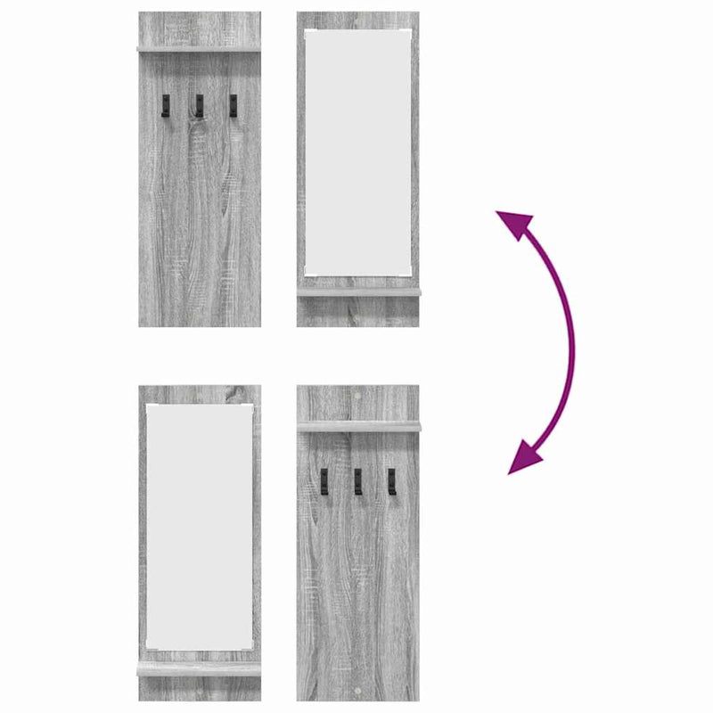 vidaXL Fali Kabáthorog polcokkal Szürke sonoma 70 x 10 x 90 cm Faanyag