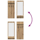 vidaXL Fali Kabáthorog tükörrel kézműves tölgy 70 x 10 x 90 cm Faanyag