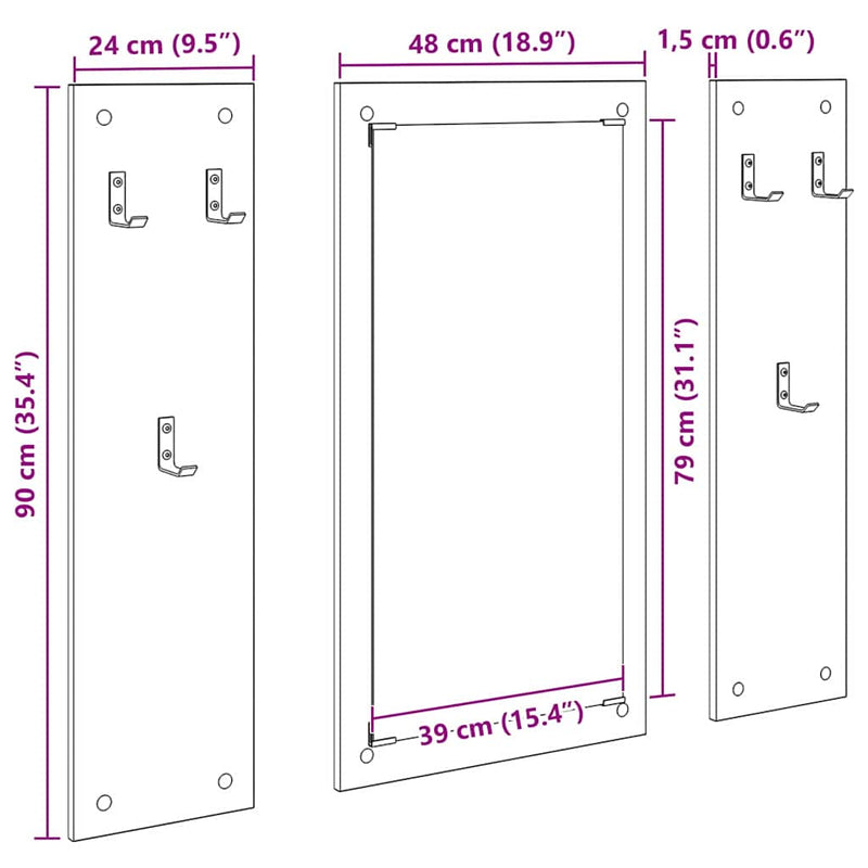 vidaXL Fali Kabáthorog Falra szerelhető Fehér 96 x 1.5 x 90 cm Faanyag