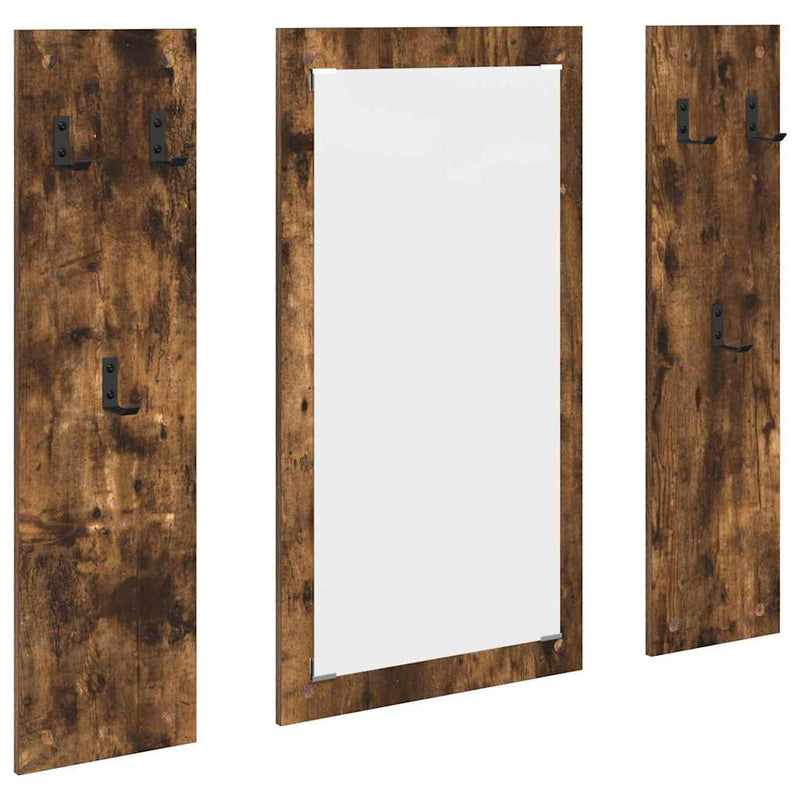 vidaXL Fali Kabáthorog tükörrel Füstölt tölgy 96 x 1.5 x 90 cm Faanyag
