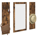 vidaXL Fali Kabáthorog tükörrel Füstölt tölgy 96 x 1.5 x 90 cm Faanyag