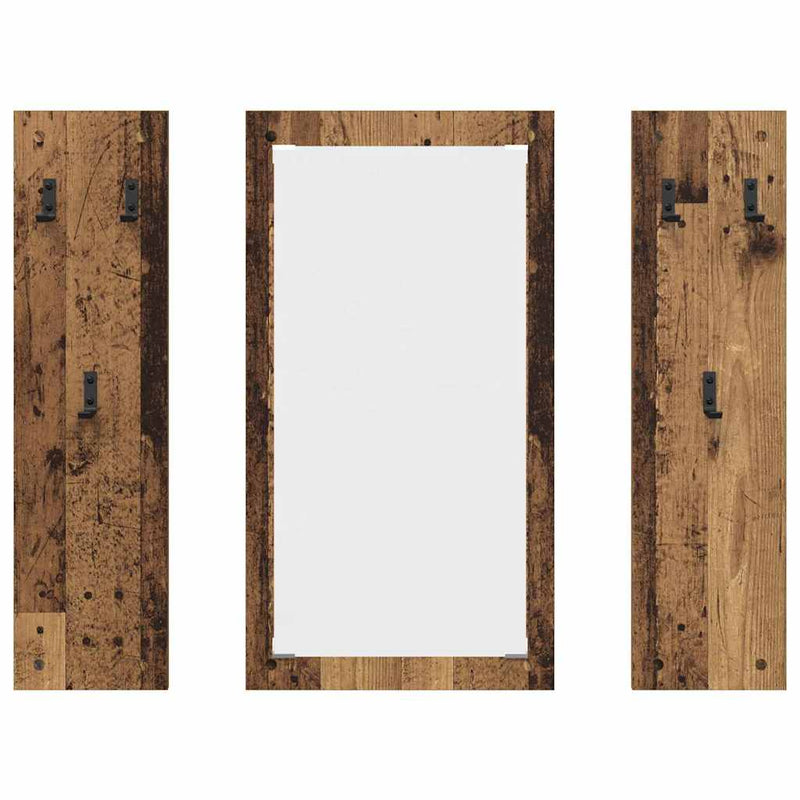 vidaXL Fali Kabáthorog tárolóval Régi fa 96 x 1.5 x 90 cm Faanyag