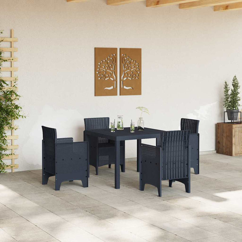 vidaXL Kerti Asztal Antracit 100 x 100 x 73 cm polirattan