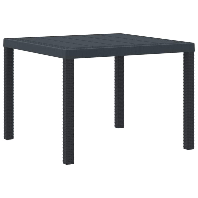 vidaXL Kerti Asztal Antracit 100 x 100 x 73 cm polirattan