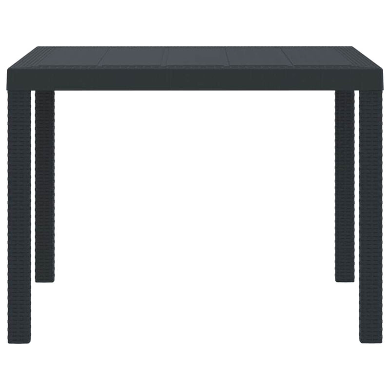 vidaXL Kerti Asztal Antracit 100 x 100 x 73 cm polirattan