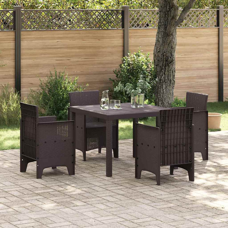 vidaXL Kerti Asztal Barna 100 x 100 x 73 cm polirattan