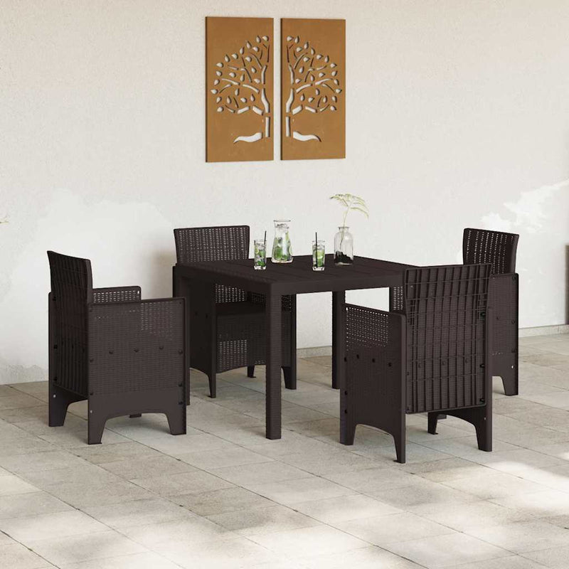 vidaXL Kerti Asztal Barna 100 x 100 x 73 cm polirattan