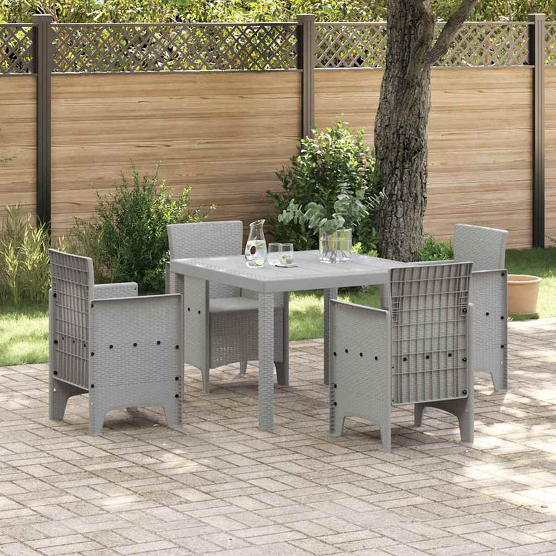 vidaXL Kerti Asztal Világosszürke 100 x 100 x 73 cm polirattan