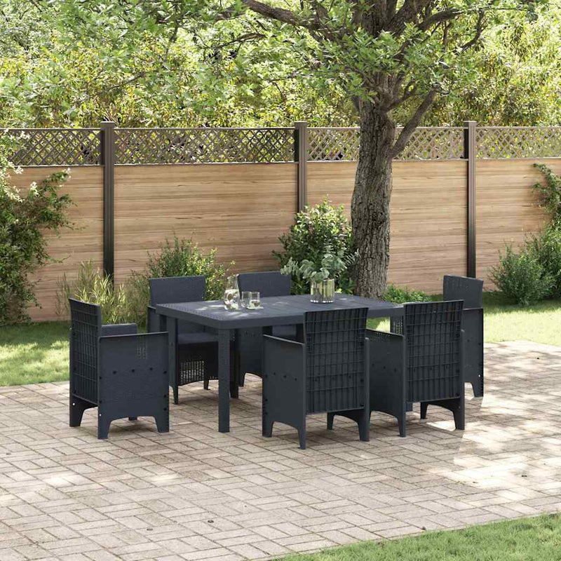 vidaXL Kerti Asztal Antracit 150 x 100 x 73 cm polirattan