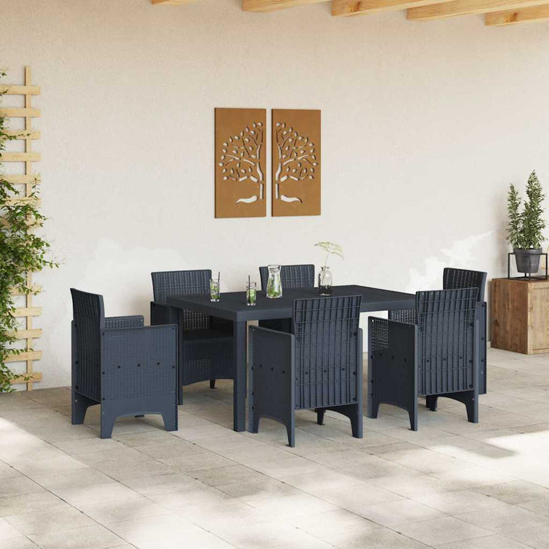 vidaXL Kerti Asztal Antracit 150 x 100 x 73 cm polirattan
