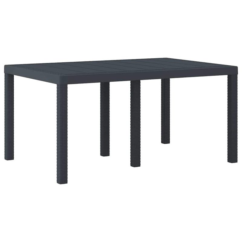 vidaXL Kerti Asztal Antracit 150 x 100 x 73 cm polirattan