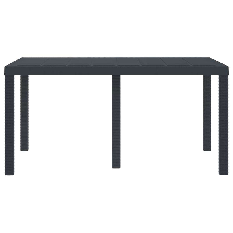 vidaXL Kerti Asztal Antracit 150 x 100 x 73 cm polirattan