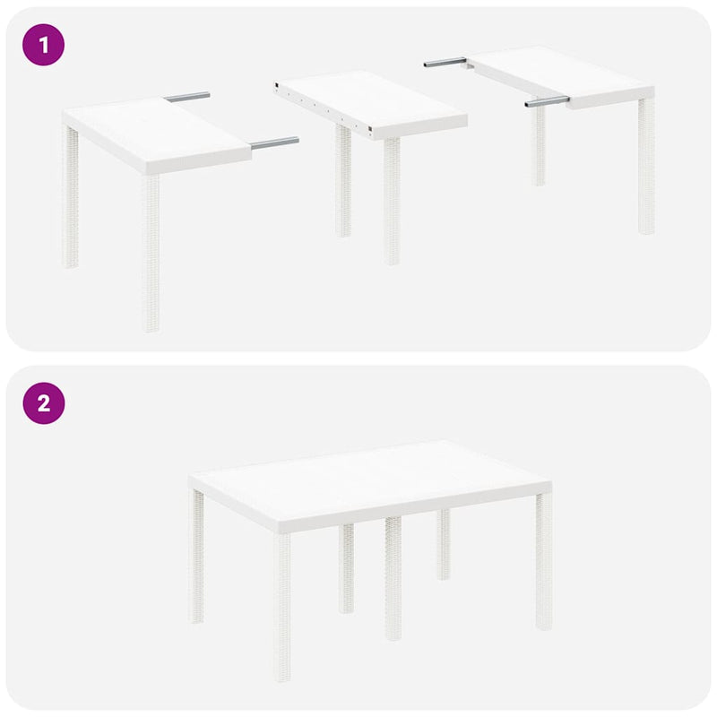 vidaXL Kerti Asztal Fehér 150 x 100 x 73 cm polirattan