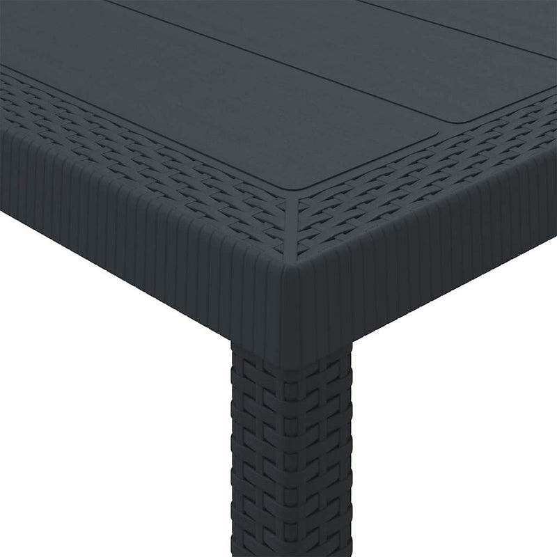 vidaXL Kerti Asztal Antracit 200 x 100 x 73 cm polirattan