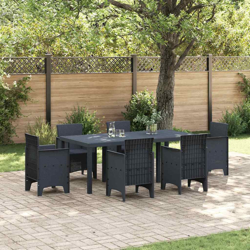 vidaXL Kerti Asztal Antracit 200 x 100 x 73 cm polirattan