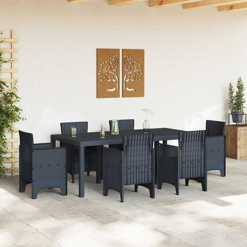 vidaXL Kerti Asztal Antracit 200 x 100 x 73 cm polirattan
