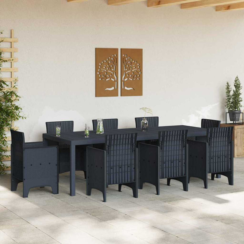 vidaXL Kerti Asztal Antracit 250 x 100 x 73 cm polirattan